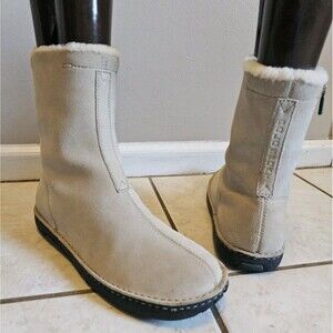 Polo Sport Ralph Lauren Shearling Lined Boots Womens 9.5 Beige Sheepskin Suede